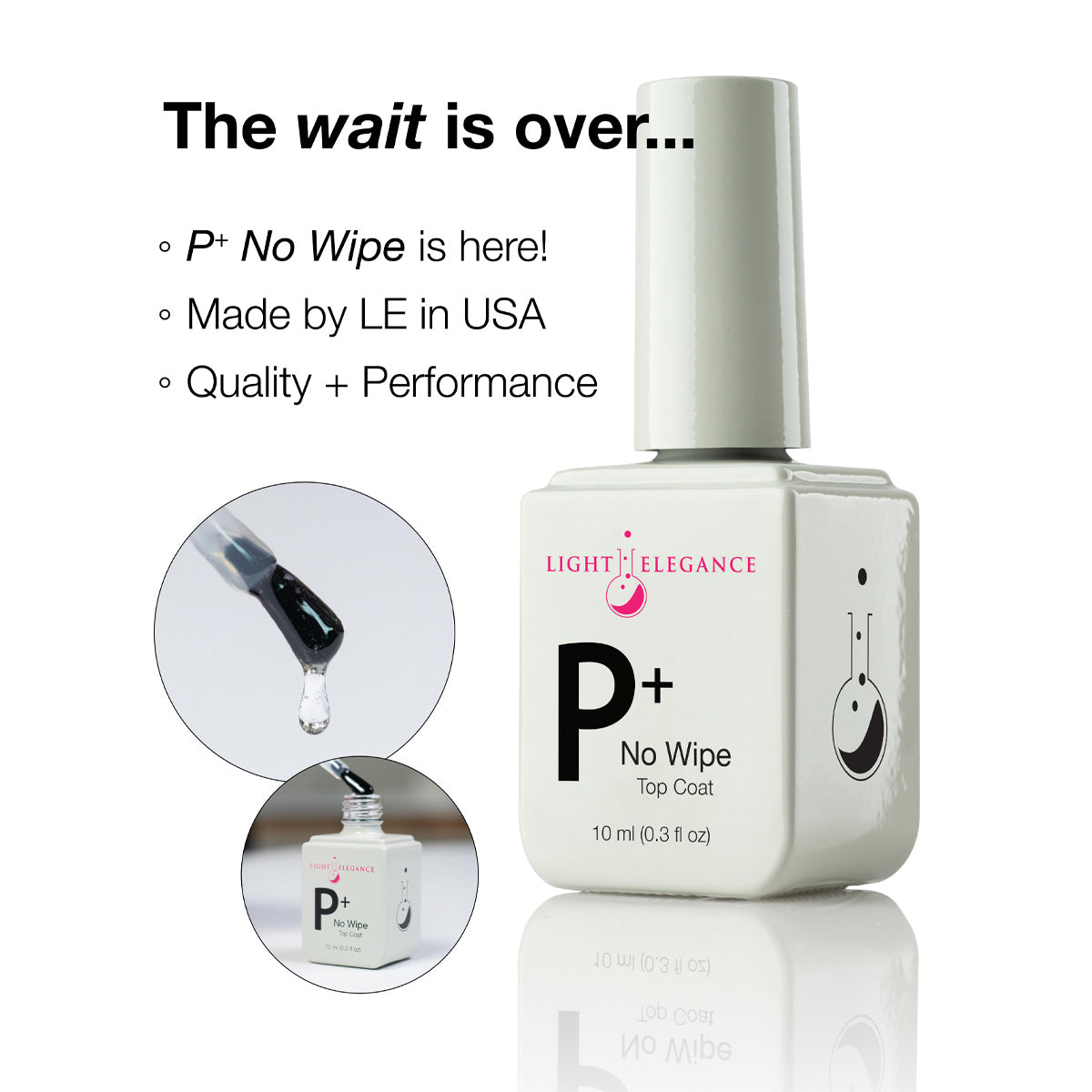 P+ No Wipe Soak-off Top Coat 10ml