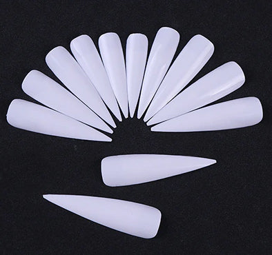 24pc White Stiletto Full Display Tips