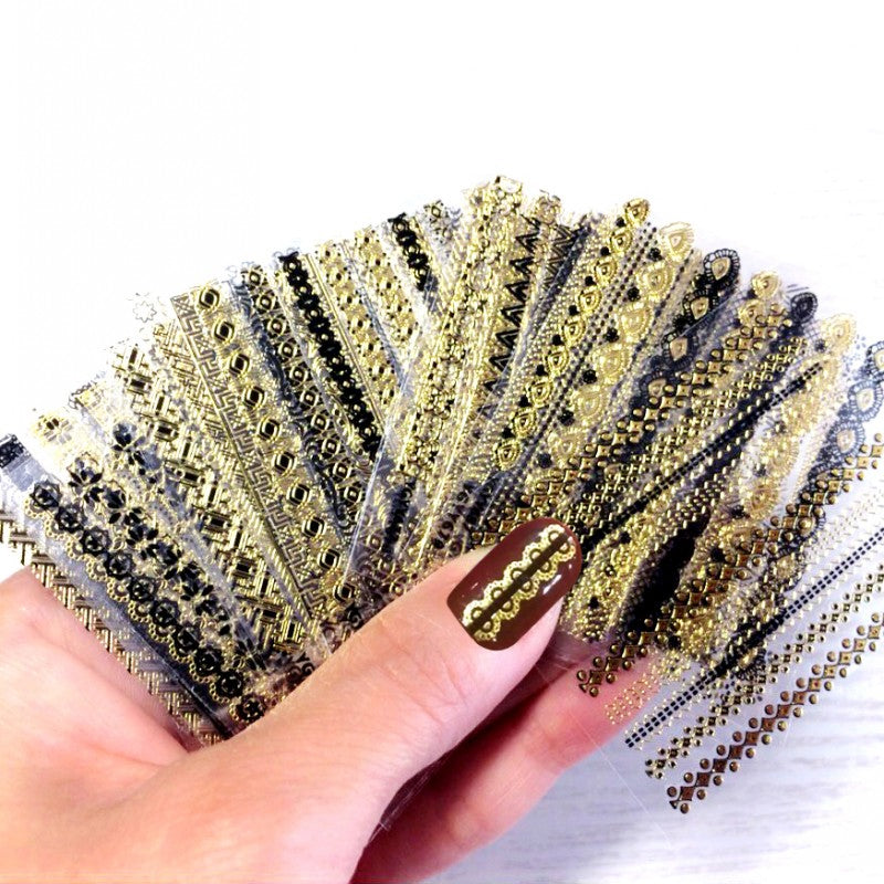 24 Sheet Black And Gold Stickers Pretty Nail Co 24 Sheet Black And Gold Stickers Pretty Nail Co