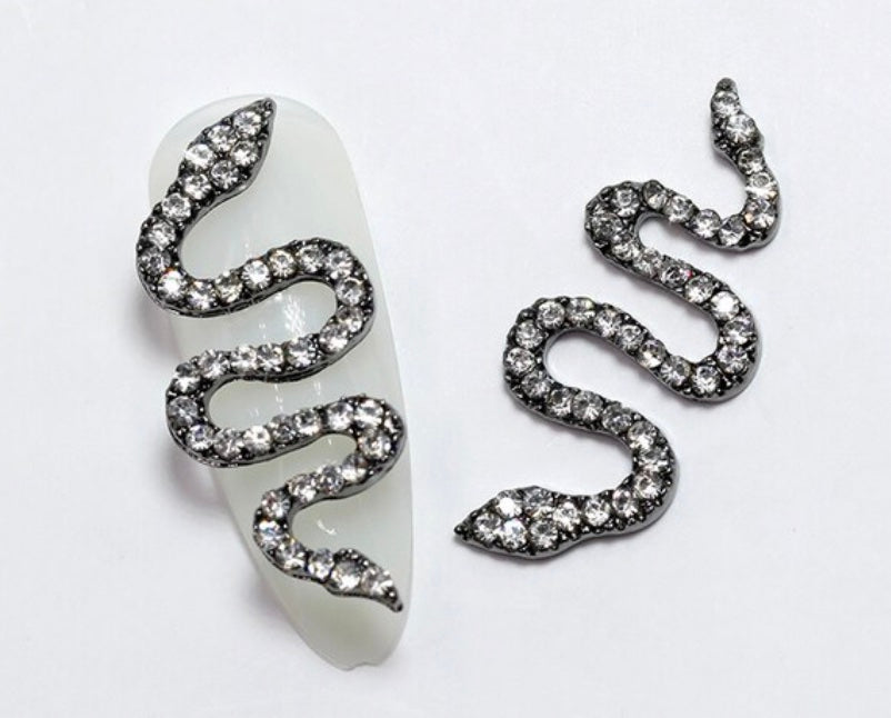 Black Rhinestone Snake 3D Charm