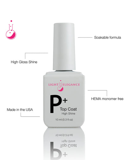 P+ High Shine Soak-off Top Coat 10ml