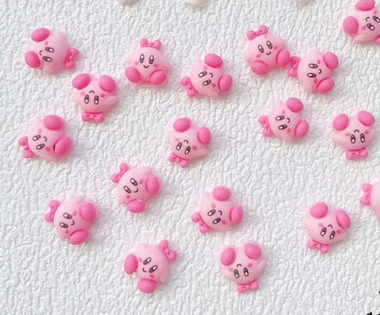 Kirby With Pink Bow 3D Kawaii Nail Art