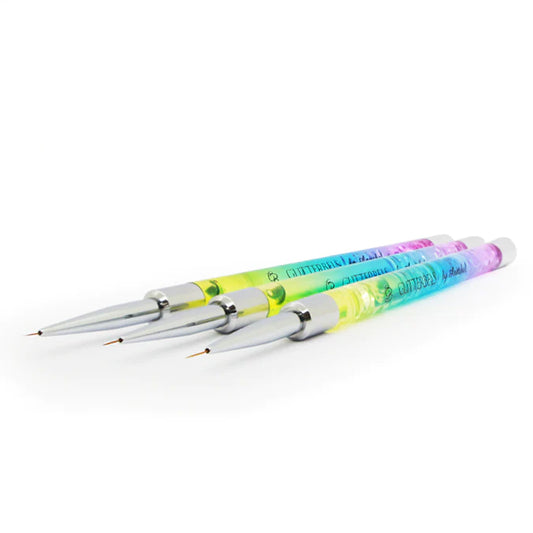 Glitterbels Rainbow Fine Detailer Brushes (3 Brush Set)