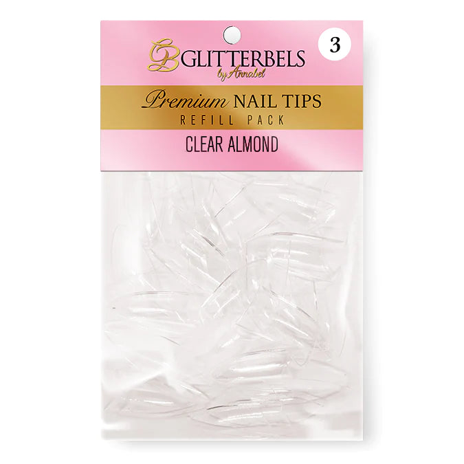 Clear Powder Tips Clear Almond Tips Refills β Pretty Nail Co